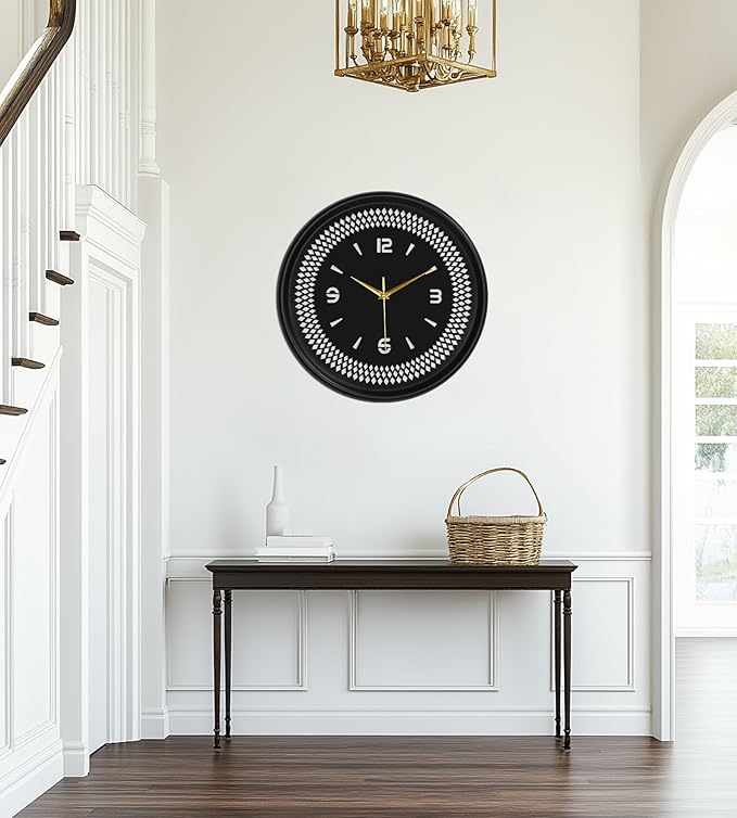 Modern Metal Wall Clock – Silent Non-Ticking, Battery Operated Clock with Hollow-Out Design, Decorative Clock for Living Room, Bedroom, or Office Wall Decor-18”