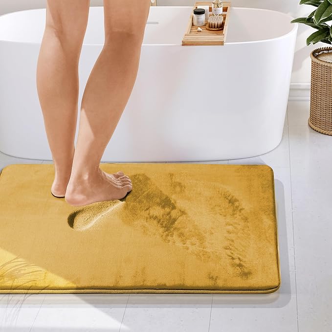Clara Clark Bathroom Rugs, Velvet Memory Foam Bath Mat, Non-Slip Bath Rugs, Machine Wash, Dries Quickly, Ultra Soft Plush Bath Mats for Bathroom,