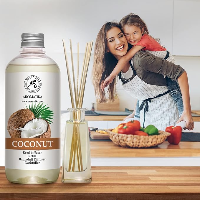Reed Diffuser Refill Coconut 17 Fl Oz - Room Diffuser Refill - Home Fragrance - Air Freshener - Scented Diffuser - Coconut Aroma - Room Fragrance - Coconut Scented Diffuser