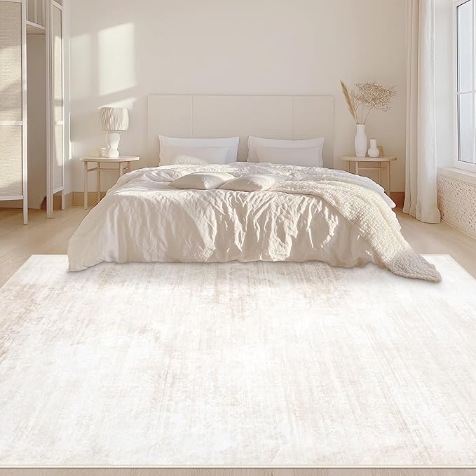 Area Rugs 6x9 Living Room: Washable Rug Modern Abstract Large Rug Soft Non Slip Neutral Rugs Stain Resistant Indoor Carpet for Bedroom Kitchen Dining Room Table Nursery Home Office Rugs(Beige,6'x9')