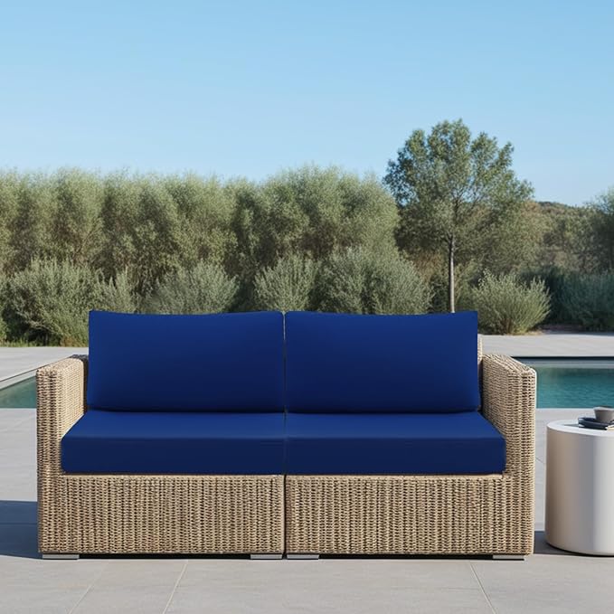 idee-home Outdoor Cushions for Patio Furniture, Outdoor Seat Cushion, Waterproof Hampton Bay Deep Seat Replacement Couch Chair Cushions for Garden Lawn Backyard Deck, 28.5 x 28.5 Navy Bue