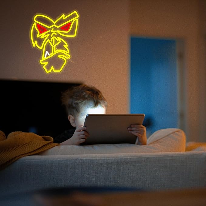 Gorilla LED Neon Sign,Jungle King & VR Game Room Decor for Kids Bedroom, Esports Room & Safari Party,USB Powered Shatterproof Design (16.5x12.6in)