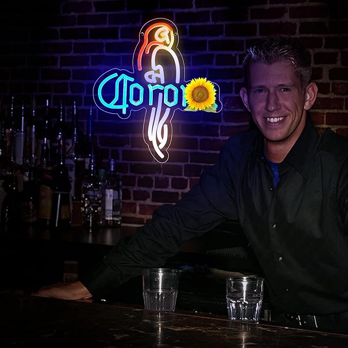 Parrot Beer Neon Sign for Wall Decor Bar Neon Led Sign for Home Bar Man Cave Beer Light for Club Store Restaurant Party Pub Birthday Gift USB Powered Size12.2 * 13.7inch(ZYLD079)