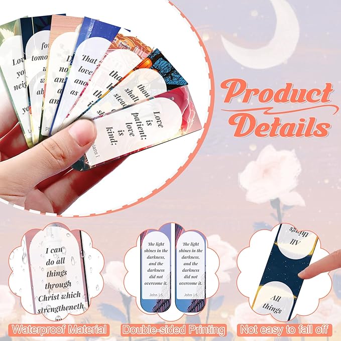 Bible Verse Magnetic Bookmarks, 50 Pcs Inspirational Scripture Christian Book Marks for Religious Prayer, Magnet Book Marker Clips Gifts for Kids Women Men Teacher Student Reading Lovers
