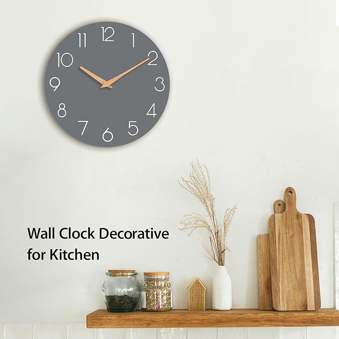 Wall Clock 12 Inch Gray