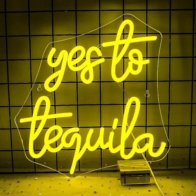 NOSUN Yes To Tequila Neon Sign Tequila Bar Sign with USB Neon Lights Bar Light Up Sign for Bar Party Men Cave Home Pub LED Bar Sign Gifts for Men/Women 12.6 * 12.2inches