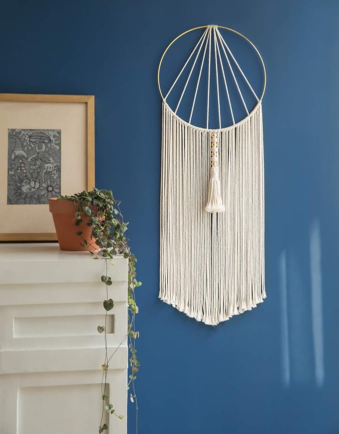 Mkono 2 Pcs Macrame Wall Hanging Woven Boho Wall Decor Art Chic Bohemian Home Decorations for Apartment Bedroom Living Room Dorm Nursery Room, 12" W x 36" L, Medium