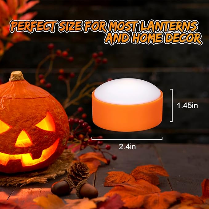 Halloween LED Flameless Pumpkin Lights, Battery Operated Jack-O-Lantern Lights with Remote Control and Timer, RGB Dimmable Color Changing Lights for Halloween and Pumpkin Decoration - 4 Pack