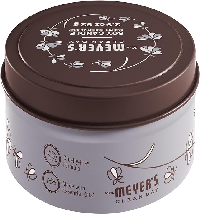 MRS. MEYER'S CLEAN DAY Soy Tin Candle, 12 Hour Burn Time, Made with Soy Wax and Essential Oils, Lavender, 2.9 Oz