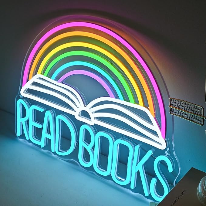 Read Books Neon Sign Book Neon Light Colorful Rainbow Neon Light sign Read More Books Neon Signs Library Classroom Reading Room Bookstore Bookish Decoration Kids Gifts