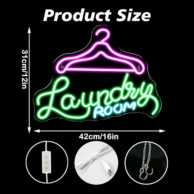 Laundry Room Neon Sign Wall Decor, Neon Sign Light for Wall, Neon Wall Decor, Led Neon Sign Wall, Neon Sign Wall for Home Laundromat Wash Room Shower Room Decor Gift