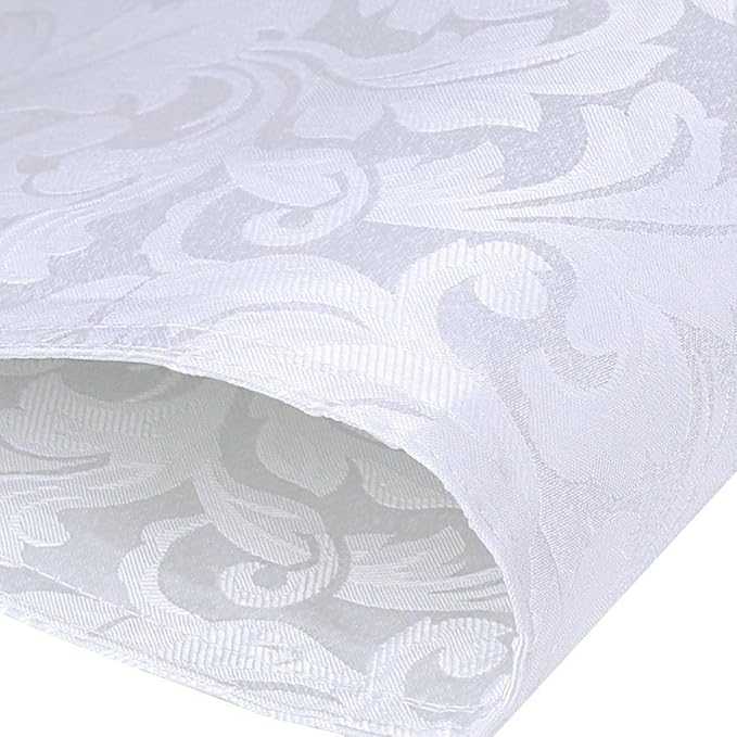ColorBird Scroll Damask Jacquard Placemats Set of 4, Heat Resistant Washable White Placemats for Dining Table, Microfiber Fabric Table Mats, 13 x 19 Inch