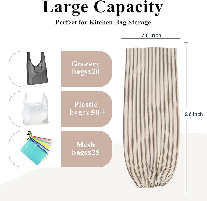 TOGETRUE Plastic Bag Holder, Wall Mount Grocery Bag Organizer for Home Kitchen Pantry Decor (Brown)