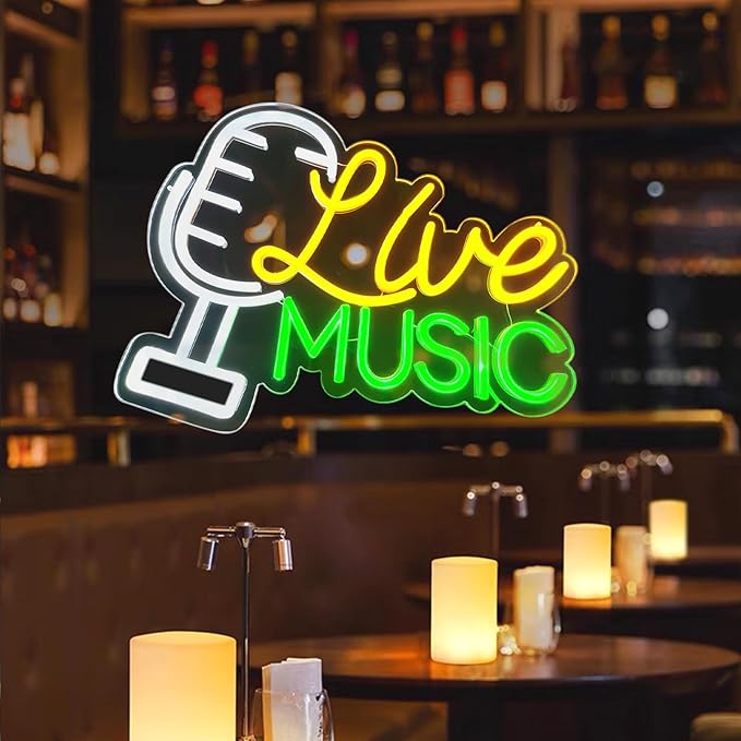 Live Nudes Neon Sign, Live Music Neon Signs for Wall Decor,Bright Dimmable Led Neon Light for Bedroom Music Studio Rec Room Game Musical Party Decor Birthday Kids Gifts