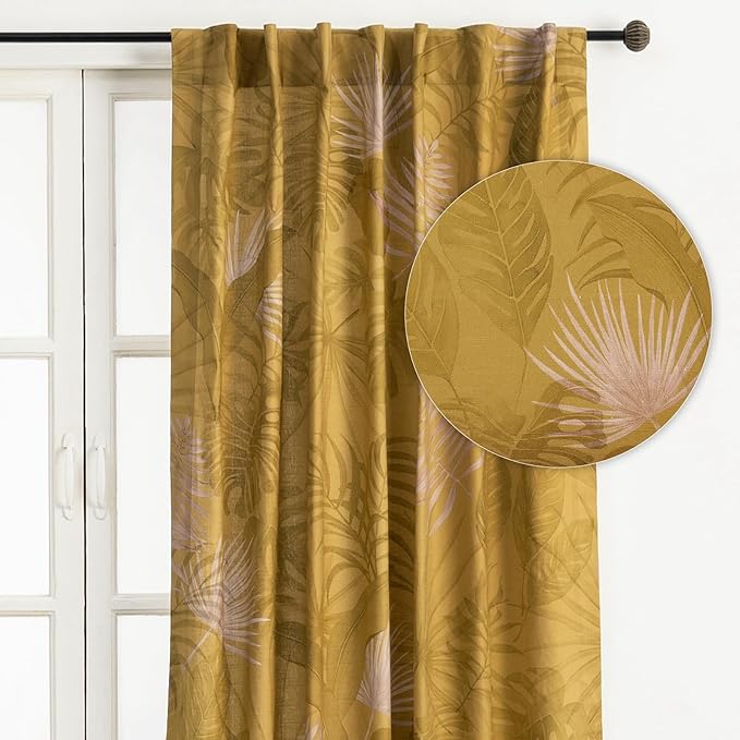 Maison d' Hermine Curtains for Living Room 100% Cotton 108 inch Length One Panel Light Filtering Curtains for Bedroom Windows with Rod and Loop Pockets Drapes (Creole Caramel, 50" W x 108" L)