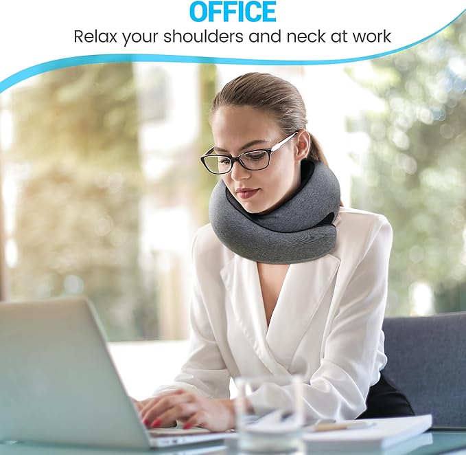 SFXULIX Travel Pillow,Travel Neck Pillow, Memory Foam Neck Pillow Airplane, 360°Travel Pillows for Airplanes, Airplane Pillow, Soft Airplane Neck Pillow Stowable U-Shaped Pillow (Gray)