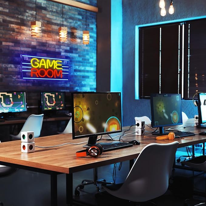 LUCUNSTAR Game Room Neon Sign, Wall Decor Light With Dimmable Switches for Gaming, Play Room