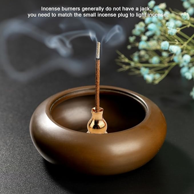 3 in 1 Incense Burner 5.5 Inch Brass Incense Holder for Sticks & Coil Incense Cones - Metal Gourd Shaped Ash Catcher for Meditation Yoga Room Home Decor Indoor Outdoor Use