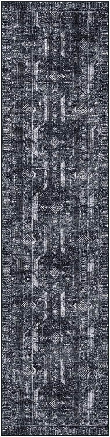 Lahome Black and White Runner Rug for Hallway 2x10, Washable Non-Slip Kitchen Bathroom Runner Rug, Soft Long Carpets for Lundry Entry Office Sliding Door