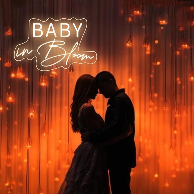 Baby In Bloom Neon Sign Baby shower Welcome Neon Light Warm White LED Light up Signs for Bedroom Boys Girls Room Club Bar Shower Backdrop Party Decorations