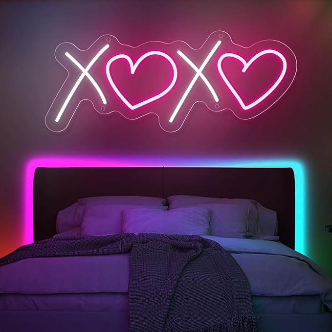 Neon Sign for Wall Decor, 16 x 6.3 Inch Aesthetic Bedroom Custom Neon Sign for Birthday Party Gift Boyfriend Girlfriend Lover Teens Kids Room USB Operated Pink White Led Sign