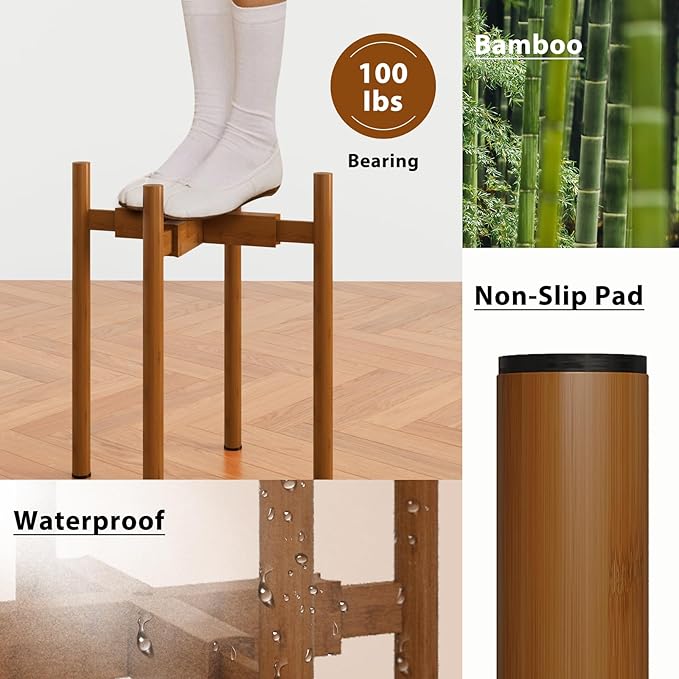 Adjustable Plant Stand Light Brown Tall