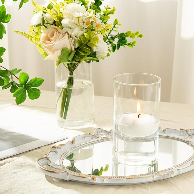 12pcs Glass Cylinder Vases for Centerpieces - 6 Inch Tall Flower Vase for Wedding Decorations, Clear Glass Flower Vases Floating Candle Holder for Table Centerpiece Wedding Home Décor