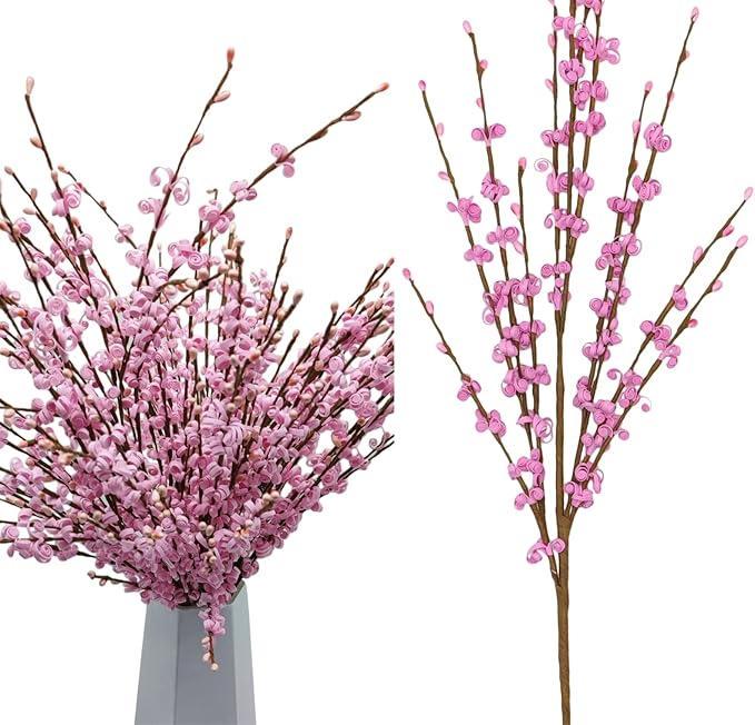 10 Pcs 29.5" Long Jasmine Artificial Flowers Fake Flowers Dry Branches for Mother's Day Home Office DIY Floral Art Plant Wedding Table Centerpieces Restaurant Vase Decoration (Macaron Pink)