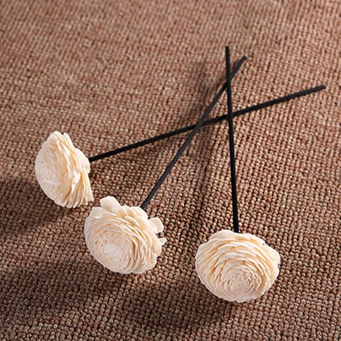 Amosfun 3Pcs Flower Rattan Reed Diffuser Sticks Essential Oil Aroma Diffuser Sticks Aroma Diffuser Sticks Replacement for Home Fragrance Aroma Oil (Black)
