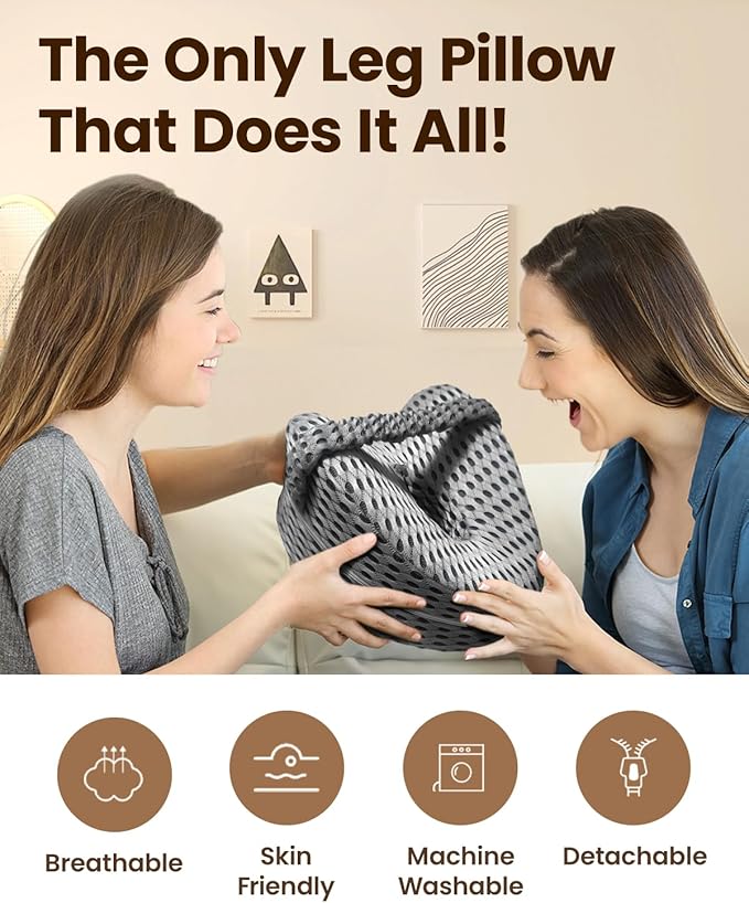 Leg & Knee Pillow for Side Sleepers โ Memory Foam Support Pillow with Strap, Soothing Relief for HIPS, Joints, Sciatica, Back