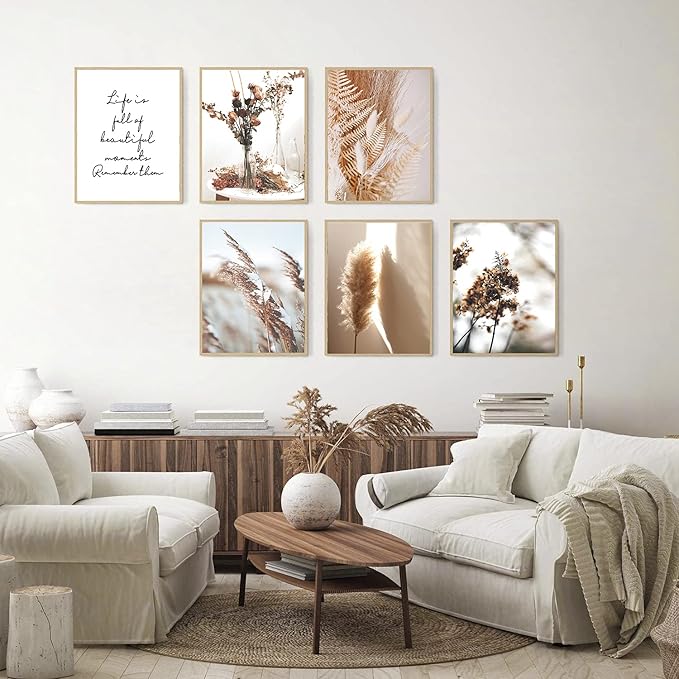 HoozGee Botanical Wall Art Prints Set of 6 Canvas Art Wall Decor Print Nature Pictures Reed Dried Flower Plant Wall Poster Print Home Decor for Living Room Decor (11"x14" UNFRAMED)