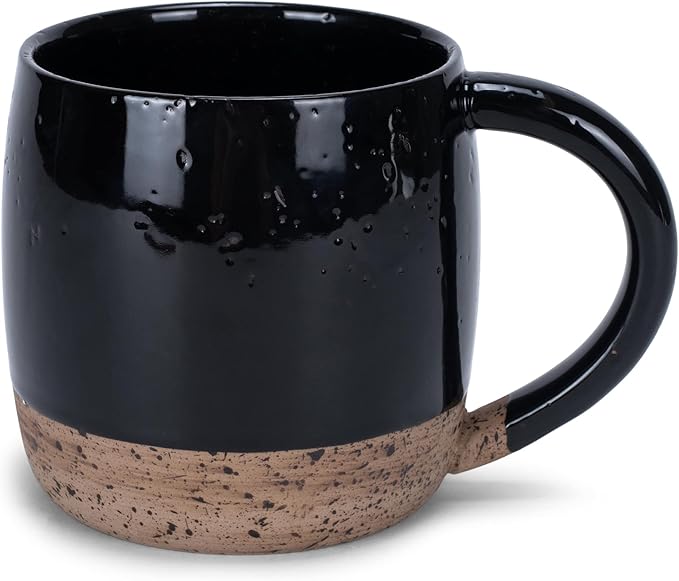 Elanze Designs Speckled Raw Bottom 17 ounce Ceramic Mug, Black