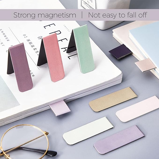 Henoyso 108 Pieces Magnetic Bookmarks Bulk, 18 Colors Book Marker Clips Colorful Page Marker for Women Book Lovers Reader Teacher Students Reading Supplies, Printing on 2 Side, 2.4 x 0.8 Inch