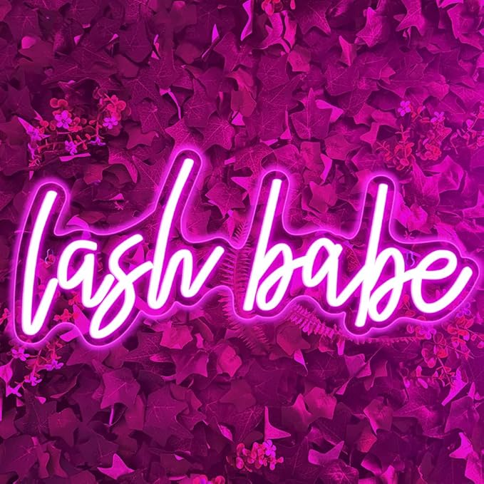 Lash Babe Neon Sign for Wall Decor, Beautiful Pink Lashes Baby Neon Sign for Lash Room Decor, LED Light Sign for Lash Salon, Beauty Room, Nails Hair Bar, Gift for Girls