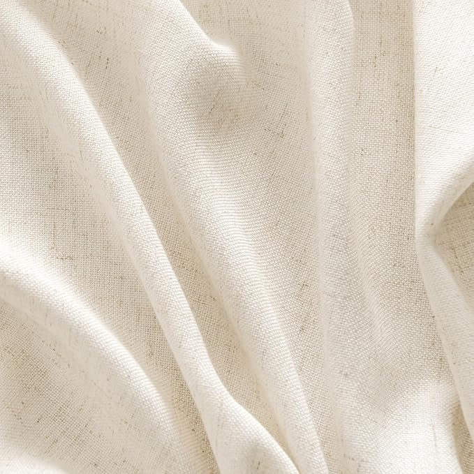 MIULEE Non-See-Through Privacy Linen Curtains 2 Panels, Light Filtering Window Curtains Farmhouse Textured Back Tab Semi Sheer Drapes for Bedroom Living Room, 52 x 72 Inches Long, Cream Ivory