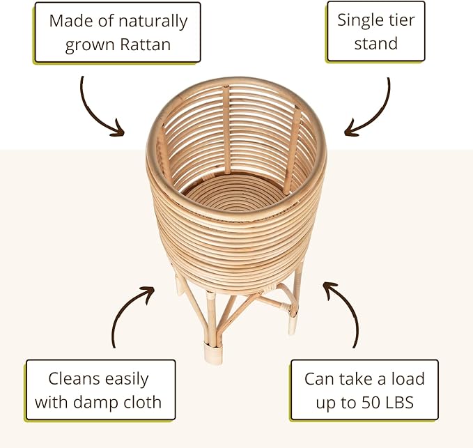 KOUBOO Rattan Indoor Plant Stand, Medium, Natural Planter, Brown