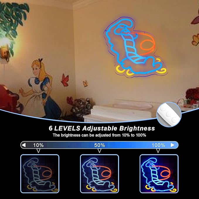 Alice in Wonderland Decor Blue Caterpillar Neon Signs for Wall Art Decor, The Smoking Caterpillar LED Lights for Dimmable LED Lights for Bedroom Man Cave Party Bar Decoration Birthday Gifts