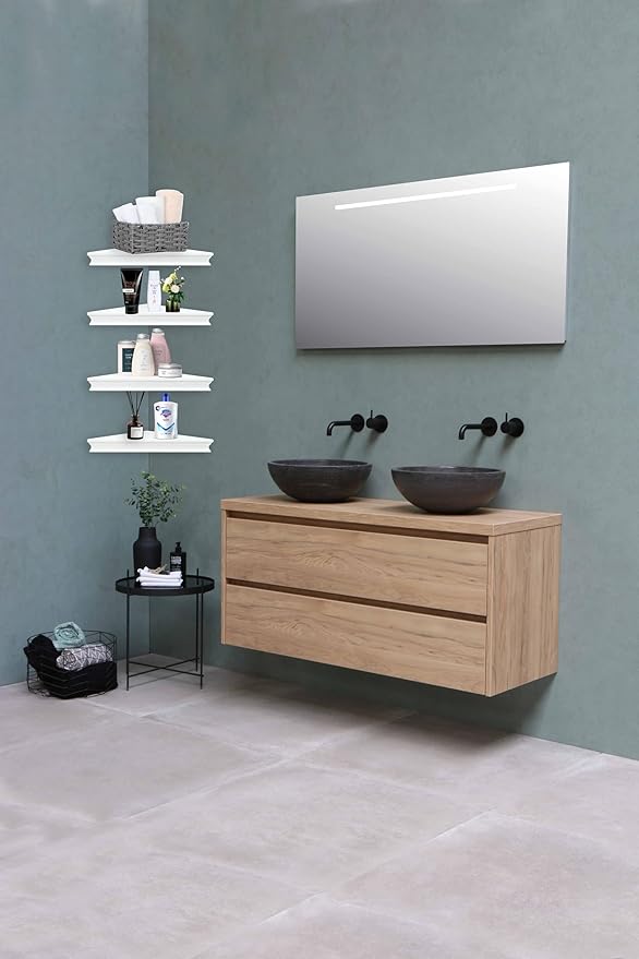Corner Floating Shelf for Wall Set of 4,Triangular Corner Shelves Wall Mounted for Bedroom,Living Room,Bathroom,Kitchen-White
