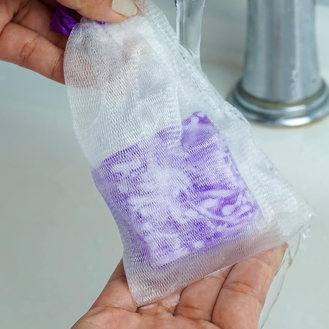 2 PCS Yoni Soap Bars for Women, 100% Handmade Natural PH Balanced & V Cleansing Bar Soap for Women, Natural Soap Bar with Bubble Foam Net, Bath Wash Odor Remover 3.53oz/100g (purple)