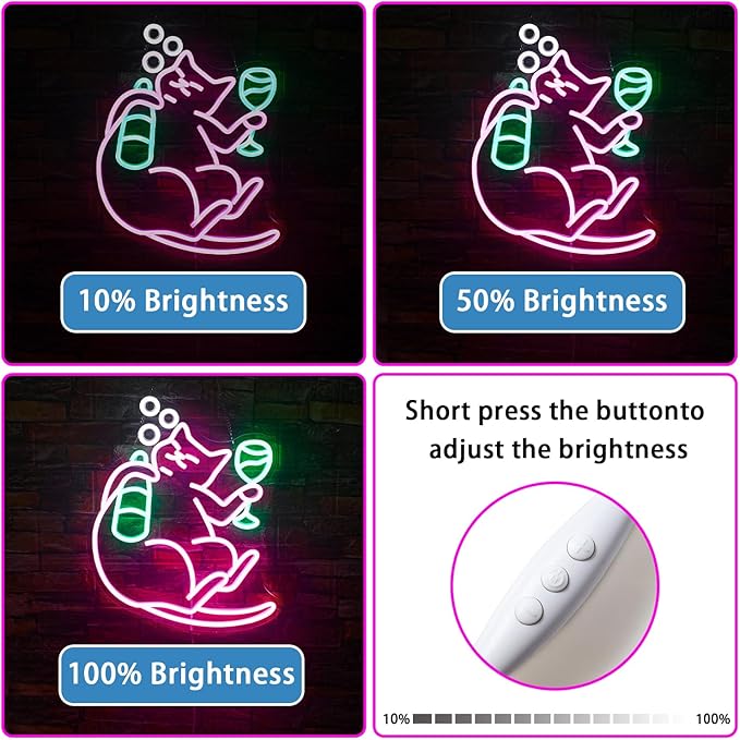NOSUN Cat Beer Neon Sign Funny Bar Neon Signs for Wall Decor with Dimmable Cat Neon Sign Beer Led Sign Pink Animal Bar Light Up Signs for Bedroom Men Cave Home Bar Cat Birthday Party Home Bar Decor
