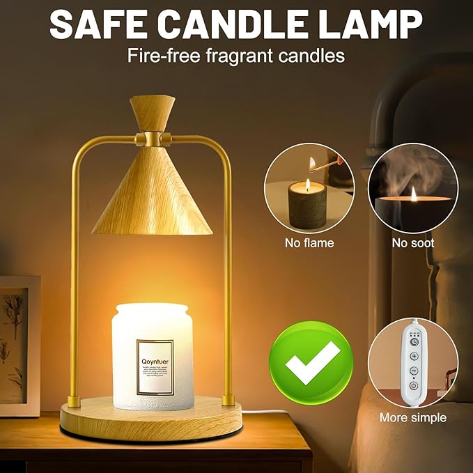 Candle Warmer Lamp with Timer Dimmer, Birthday Gifts for Women Mom, House Warming Gifts New Home Room Decor, Plug-in Operated Wax Melt Warmer for Scented Jar Candles with 2 Bulbs