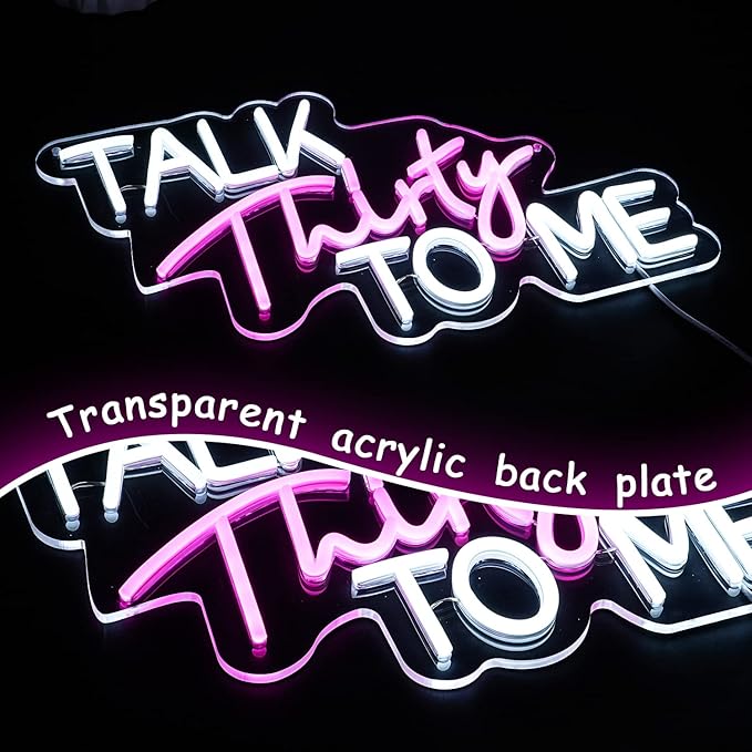 Talk Thirty to Me Neon Sign for Wall Decor Thirty Neon Light Letter Led Neon Signs Birthday Led Neon Light for 30th Birthday Bar Club Hotel Decoration