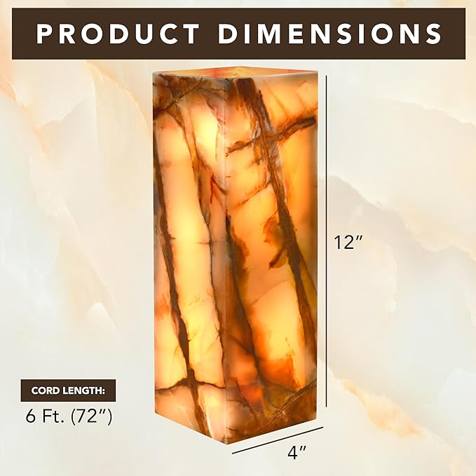 UMAID Father's Day Gifts for Dad Handcrafted Onyx Marble Table Lamp with Warm Amber Glow, Dimmable Cord & Bulb, Modern Home Decor for Bedroom, Desk, Office, Living Room, or Bedside - Luxury Touch