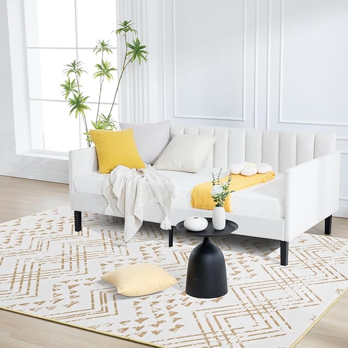 Area Rug Living Room Rugs Large Soft Boho Farmhouse Indoor Floor Rug (Beige, 5'x7')