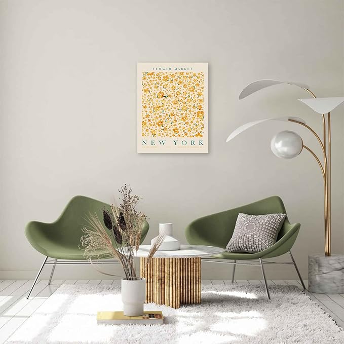 Flower Market Wall Art Framed, Abstract Flower Market Wall Art Prints, Vintage Colorful Floral Wall Art Decor, Minimalist City & Flower Painting Pictures for Aesthetic Room, Bedroom, Living Room, Gallery, Boho Room Decor(12x16inch, Type 4)