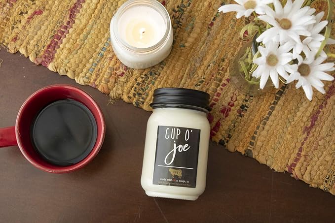 Milkhouse Candle Company - Cup O' Joe - 13oz Beeswax and Soy Candles - Farmhouse Collection - 100% Natural, Paraffin Free, with Premium Fragrance Oil, Glass Jars with Lids