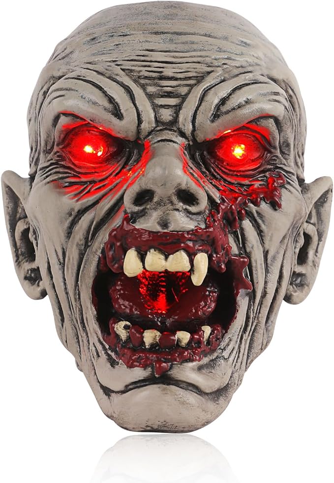 Halloween Zombie Head Decor - Solar Garden Statue, Spooky Outdoor Decoration Unique Garden Decor for Outside Yard Porch Lawn