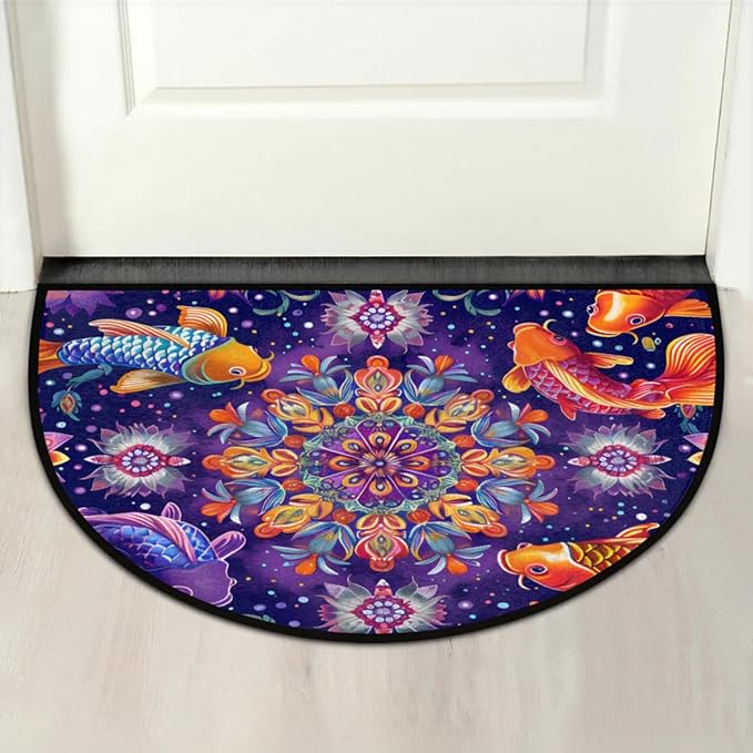 Half Round Doormat Indoor Welcome Mat Home Decorative Flowers Rugs Washable Kitchen Mat for Home Living Room Laundry Room Study Bedroom Floor Mats Ocean - Fish