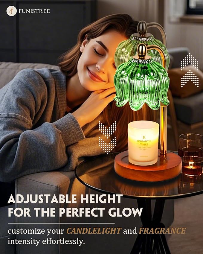 Candle Warmer Lamp with Timer Dimmable, Adjustable Height, Birthday Gifts for Women Mom, House Warming Gifts New Home Room Decor, Wax Warmer Lamp for Jar Candles with 2 Bulbs