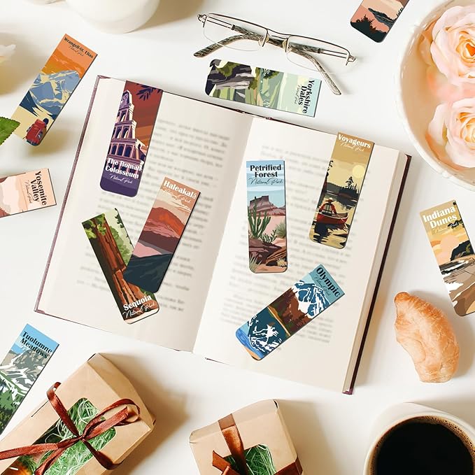 National Parks Magnetic Bookmark - 30Pcs Travel Magnetic Bookmarks National Park Themed Book Mark Magnets Page Marker Clip for Book Lovers Students Teacher School Reading Gift